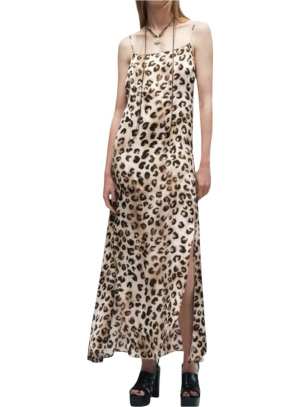 ZARA Leopard Print Slip Dress Midi – NWT Size M A-Line Backless - Picture 3 of 10